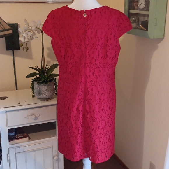 Tommy Hilfiger Red Lace Dress. Holiday Perfect. Lace. - Picture 6 of 12